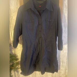 S Oliver Women's Dress Sz 16 Navy Collared Button Down Front Pockets